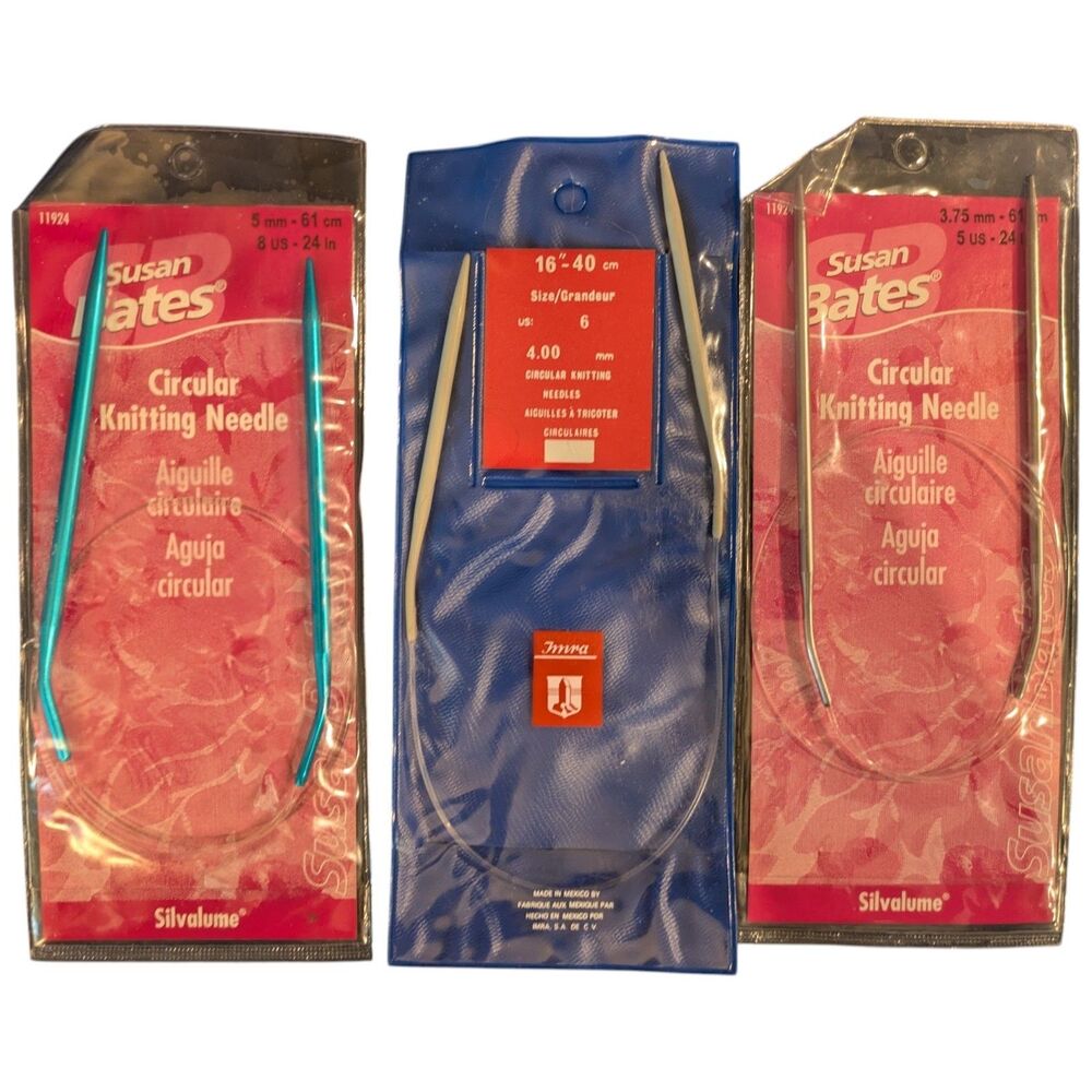 Lot 3 Susan Bates Irma Circular Knitting Needle Sizes US 5, US 6, US 8  NEW